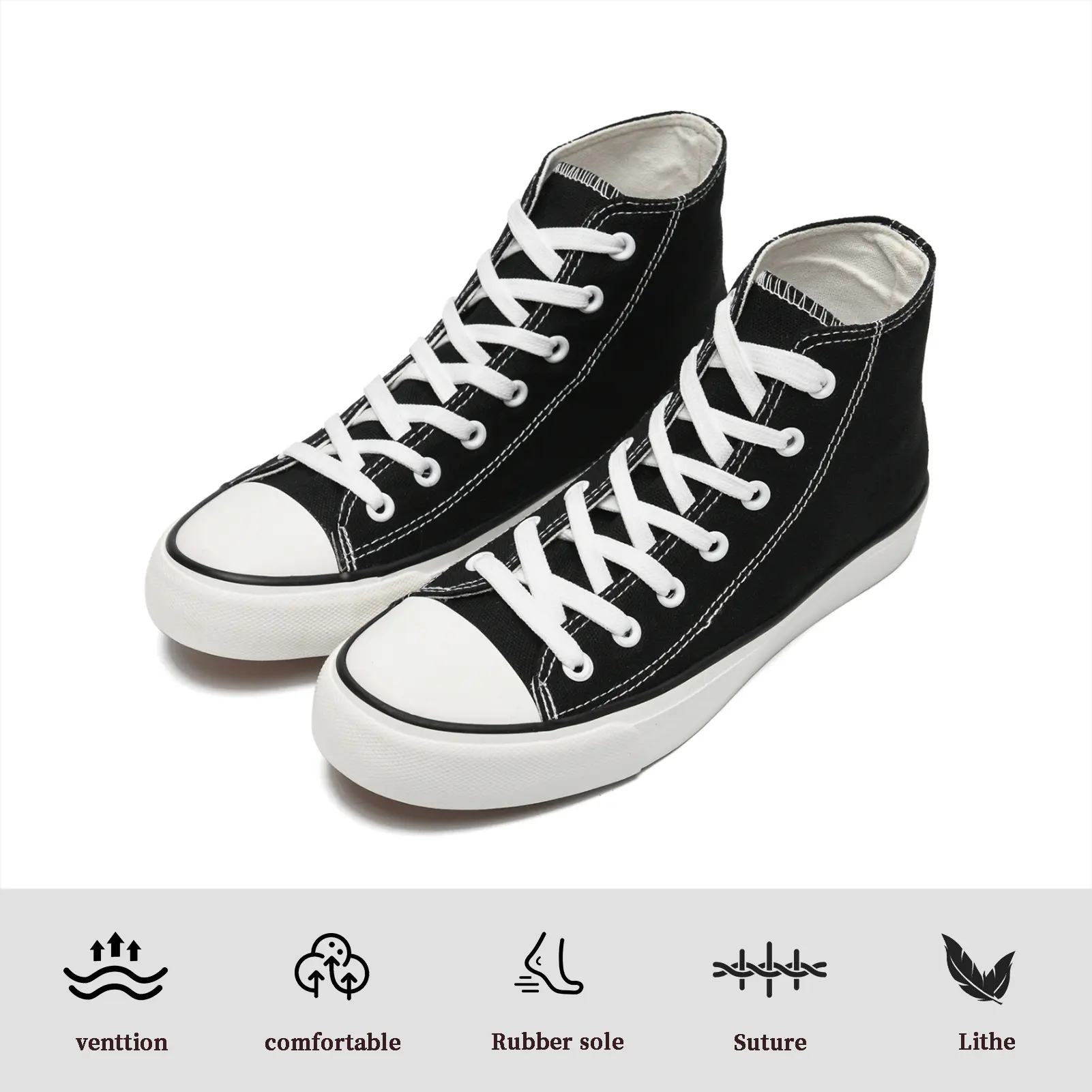 Lumubby Women's High-Top Classical Casual Sneakers - Unisex Fabric Ankle Shoes, Closed Round Toe, Comfortable for Commuting, Street Wear, Women's Shoes