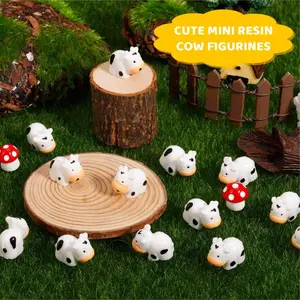 Mini Resin Cow Models, Mini Animal Figurines for Fairy Garden, Mini Moss Landscape, DIY Craft Kit, 10/50/100 Pieces