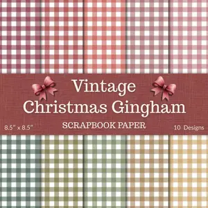 Vintage Christmas Gingham Scrapbook Paper: Check Pattern in Muted Holiday Tones for Decorating, Journaling, and DIY Crafts