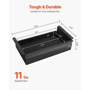 VEVOR 16 Wide Under Desk Drawer Slide Out, Under Desk Mounted Pull-out Drawer Attachment, Hidden Desktop Storage Organizer, Under Table Pencil Drawer for office Home Sit Stand Workstation, 17x9x4 in