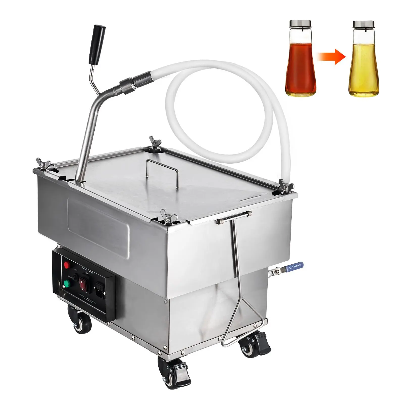【Summerfinds】VEVOR Portable Oil Filtering Unit, 18L Capacity, 10 L/min Filtering Speed, Equipped with Swivel Casters and Oil Hose, Ideal for Fast Food Venues