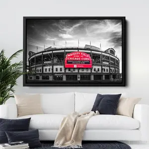Wrigley Field Baseball Canvas Print - Vintage Sports Wall Decor In Black And White Photography