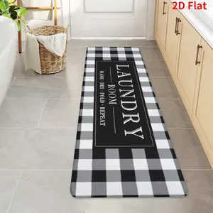 Black and white plaid background printed floor mat 40x120cm Runner Rug Washable Hallway Runner Rug Non-Slip Soft Printed Kitchen Runner for Hallways, Modern Floor Carpet for Entryway Bedroom Hall Indoor