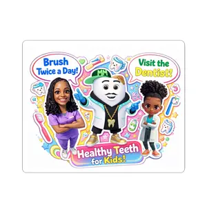 Healthy Teeth for Kids sticker | Dental Care Characters, Brush Twice a Day