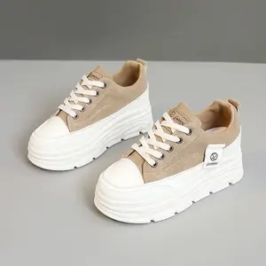 Women’s Chunky Lace-Up Sneakers – Lightweight Casual Walking, Training Shoes, Stake Shoes