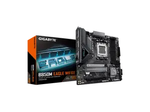 GIGABYTE B850M EAGLE WIFI6E AMD AM5 Motherboard, M-ATX, DDR5, 2x M.2, PCIe 5.0, USB-C, USB 3.2 Gen 2, WIFI6E, 2.5GbE LAN, EZ-Latch, Wi-Fi EZ-Plug