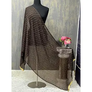 Chocolate brown chiffon dupatta