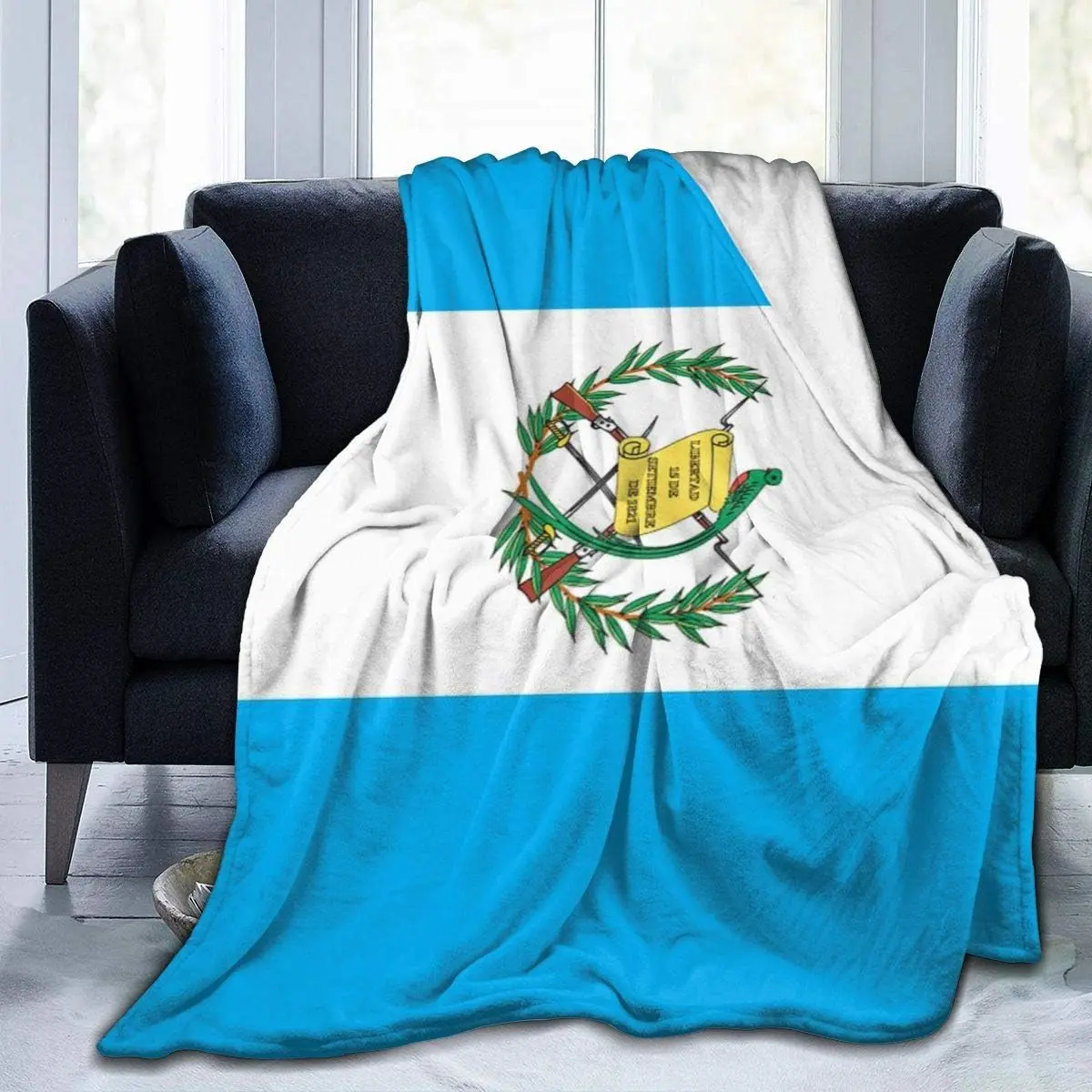 Guatemala Flag Modern Print Fleece Throw Blanket - Lightweight, Super Soft, Cozy, Fade-Resistant - 30x40in, 60x80in (Adult Size 150x200cm) - Machine Washable, All-Season Stress Relief - Living Room Use, Dad Gifts for Father's Day