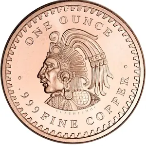 1 oz. Golden State Mint Copper Round - Aztec Calendar Design .999 Fine