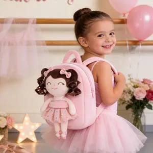 Gloveleya Ballerina Princess doll Backpack for Girls 2 in 1 Soft Plush Toddler Bag with Detachable Doll Cute Ballet Girl School Backpack Perfect Christmas Birthday Gift for Kids