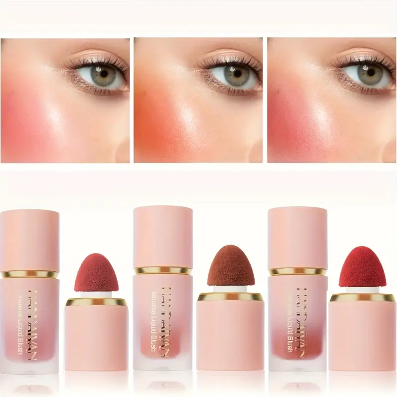 3 Sticks Mousse Liquid Blush Waterproof Long Lasting Natural And Non Fading Facial Beauty Cosmetic Premium Luxury Holiday Gifts Makeup Flawless