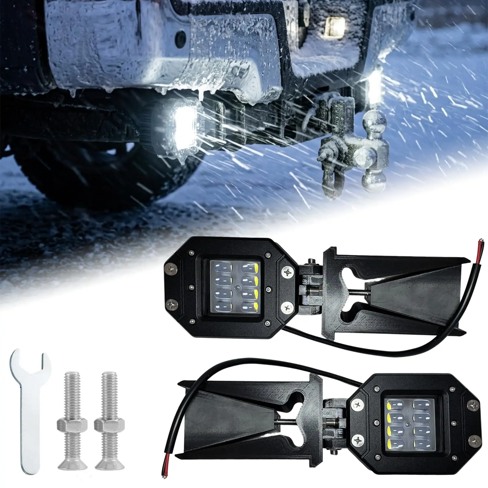Hitch Bar Lighting,for Ford F250 F350 F450 Super Duty (2008-2026) Flush Mount Hitch,No Drilling Required,with 45W LED Reverse Light (2.5-inch Hitch Bar),High