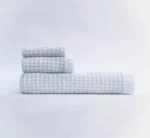 Bamboo Waffle Weave Bath Towel Set - Lightweight, Soft Cloth for Hand and Bathroom Use