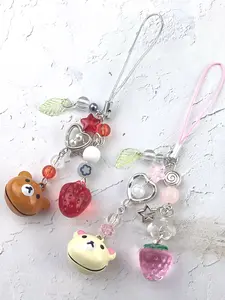 Cute Bear Bell Keychain, Student Phone Pendant, Backpack Charm, Small Teddy Keyring, Casual Style, All Seasons, Alloy Material, Cute Charms Keychain