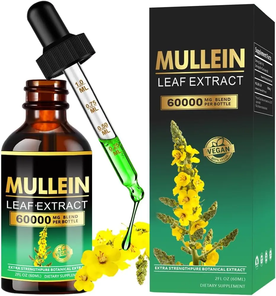 1700mg Mullein Drops for Lungs, Organic Mullein Leaf Extract for Lungs Cleanse, Mullein Supplement Tincture Drops for Immune & Respiratory Support, Non-GMO & Vegan, 2 Fl Oz (1)