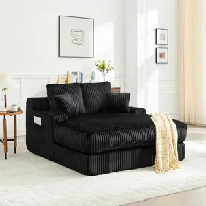 60-inch extra-large indoor chaise lounge/sofa bed, featuring a boneless cloud-like design, complete with four cushions and armrests, no assembly required, and upholstered in corduroy fabric.Sofa for Living Room, Bedroom, Apartment