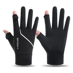 Cycling Gloves, Ice Fabric Gloves, Full Finger Touchscreen Non Slip, Breathable Summer Outdoor Sports Gloves, Outdoor Activity Gloves for Driving, Hiking, Traveling