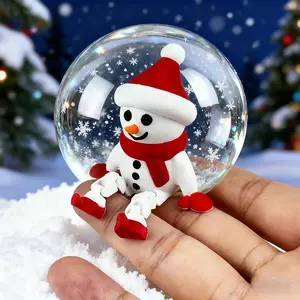 Festive Christmas Snowman Jointed Figurine - Adjustable Mini Ornament with Santa Hat & Scarf, Perfect for Decorating Snow Globes, Christmas Trees, Holiday Displays, or Using as a Cute Festive Desk Accent for Winter Season Decor