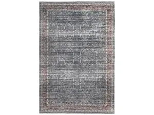 HomeRoots 478945 5 x 8 ft. Blue Oriental Distressed Stain Resistant Rectangle Area Rug