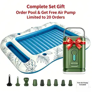 Adult XXL Inflatable Tanning Lounger Float for Swimming Pools (86"x63") - Free Air Pump and Pillow Included