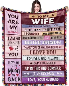 Blanket Gifts for Wife Romantic Anniversary Birthday Gifts for Wife Her I Love You Presents for Wife from Husband to My Wife Warm Gifts for Christmas Valentine's Mother's Day