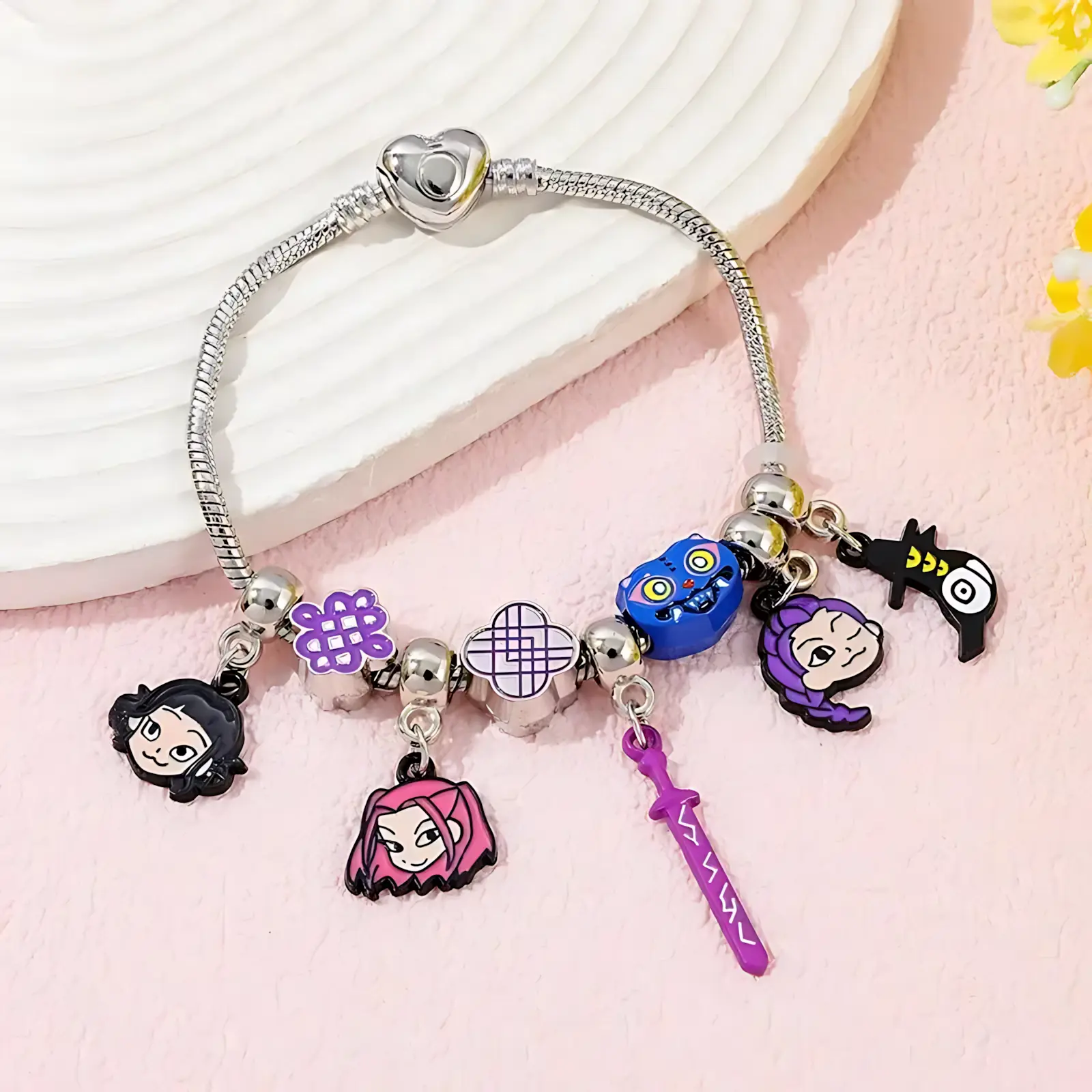 DIY K-Pop Fantasy Hunters-Inspired Charm Bracelet | Cute Anime Jewelry Gift for Daughter | Fashion Accessory for Kids & Adults | DIY-Friendly Bracelet for Women & Men