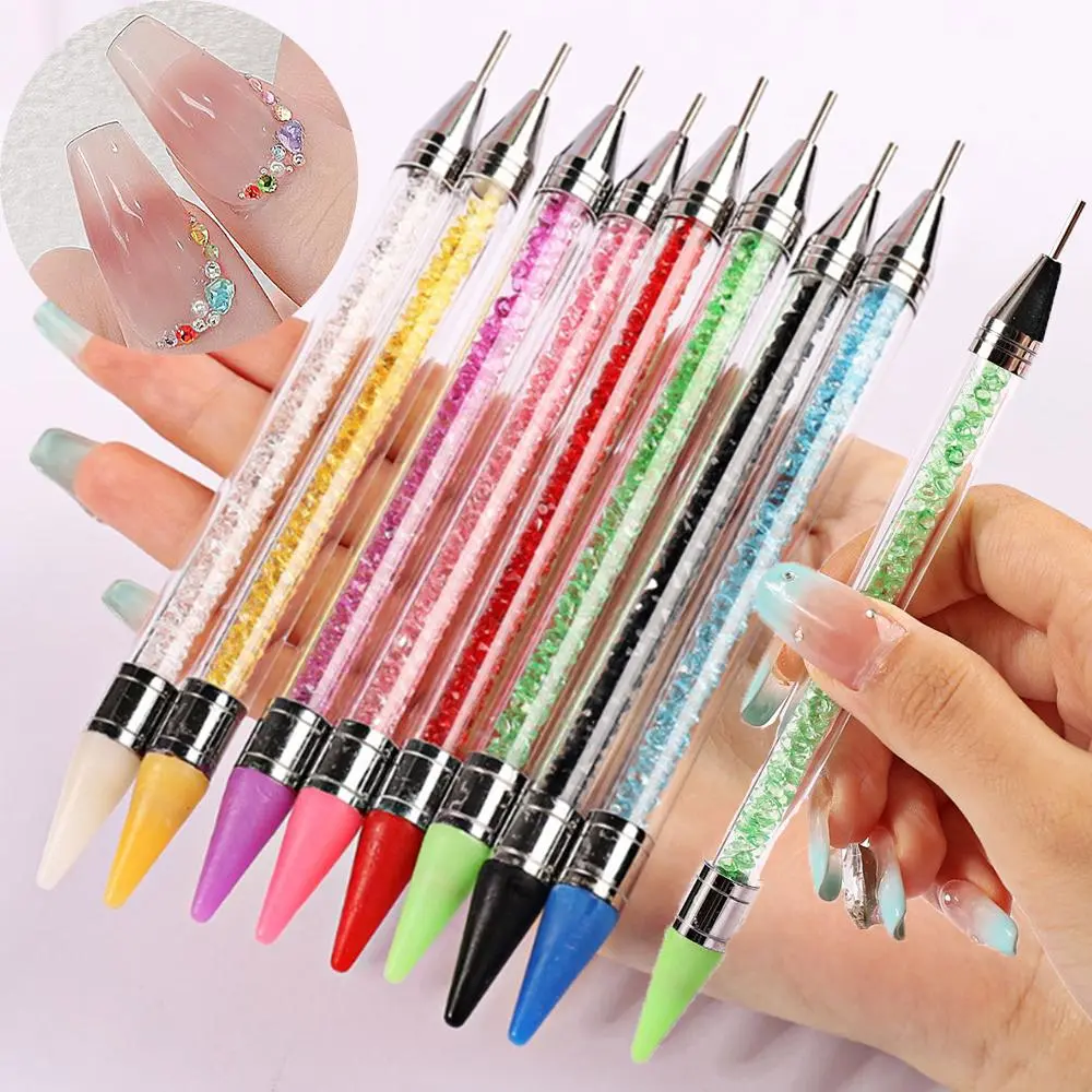 1Pc Crystal Double Head Point Drill Pen Gem Rhinestone Picker Wax Pencil 2Ways Use Sticking Picking Dotting Jewelry Decor Tools