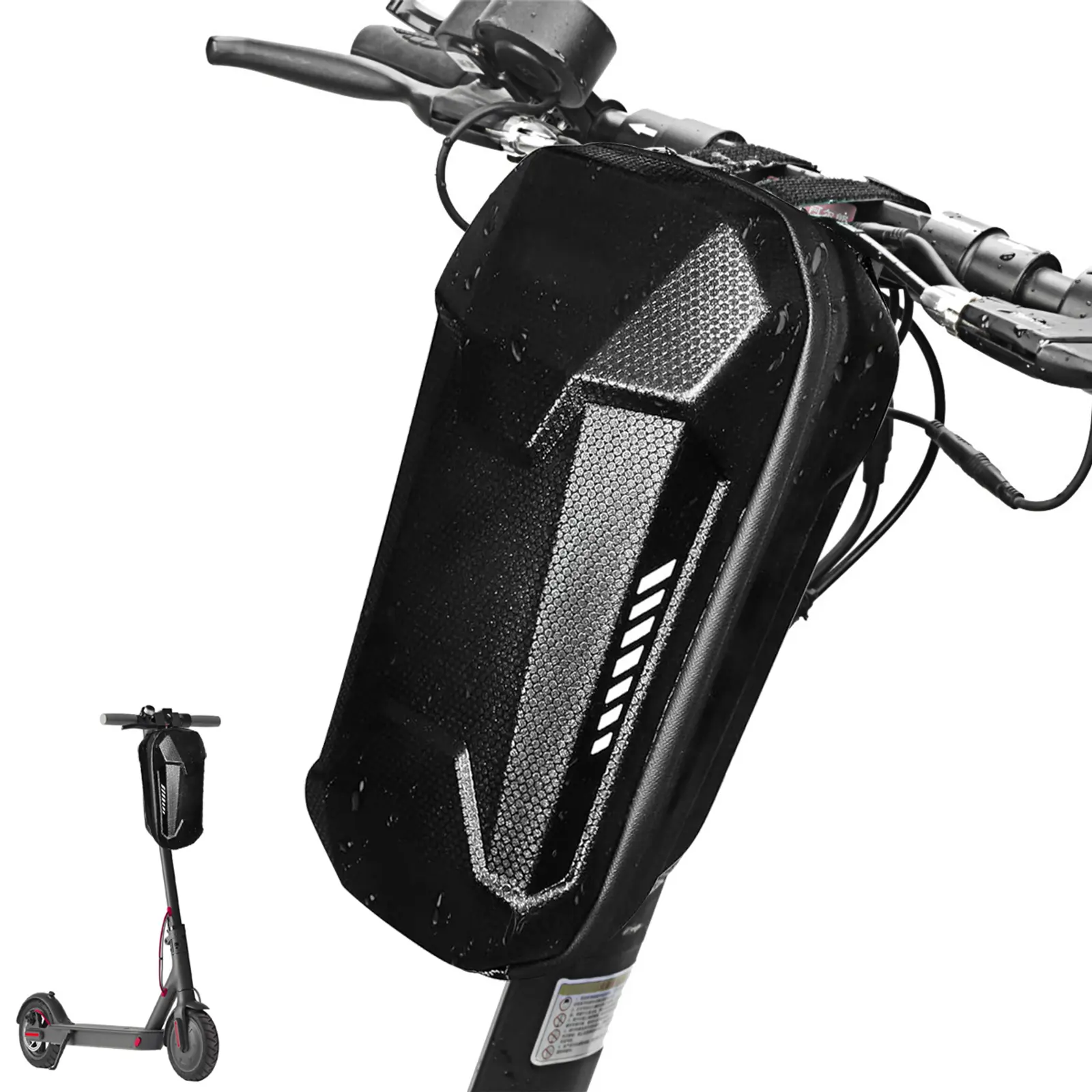 Portable Electric Scooter Front Handlebar Storage Bag – Large-Capacity Multi-Compartment Organizer with Adjustable Strap, Ergonomic Handlebar-Mounted Design for Phone, Wallet, Keys (Pink/Black) – Scooter Accessory Compatible with E-Scooters