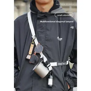 Outdoor multifunctional adjustable and expandable crossbody strap with adjustable length for hanging items and chest strap