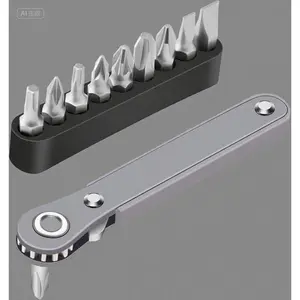 11-Piece Compact 90-Degree Reversible Screwdriver Set - High Torque, Low Profile, EDC Tool with Offset Drive Handle - Mini Ratchet Wrench for Tight Spaces - Durable Close Quarters Pocket Screwdrivers - Ergonomic Non-Slip Grip Tool Gift Pry Bar