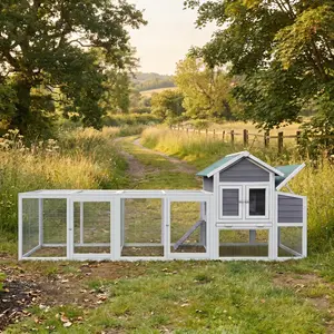 Durable Outdoor Chicken Coop Rabbit Hutch Large Wooden Pet House Waterproof Secure Lock Ramp Easy Clean Tray Poultry Bunny Cage
