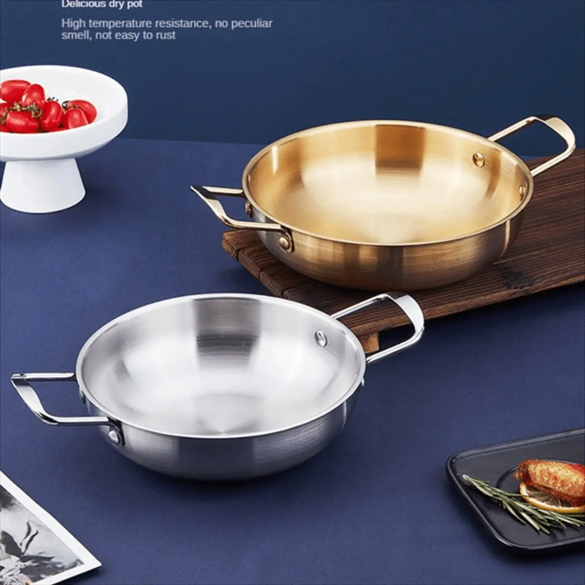 3-Piece Stainless Steel Stew Pot Set, Durable Cookware Pots, Suitable for Induction Cooktops, Korean-Style Ramen Pot, Multi-Purpose Soup and Seafood Cooking Pot
