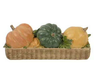 Northlight Basket with Pumpkins Thanksgiving Decoration 15"