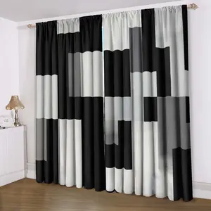 Modern Abstract Blackout Curtains, High-Quality No-Drill Printed Drapes, Pocket Rod Installation, Bedroom & Living Room Use, Multi Sizes Available, Home Decoration Curtain, Window Drapes, Home Decorative Curtain