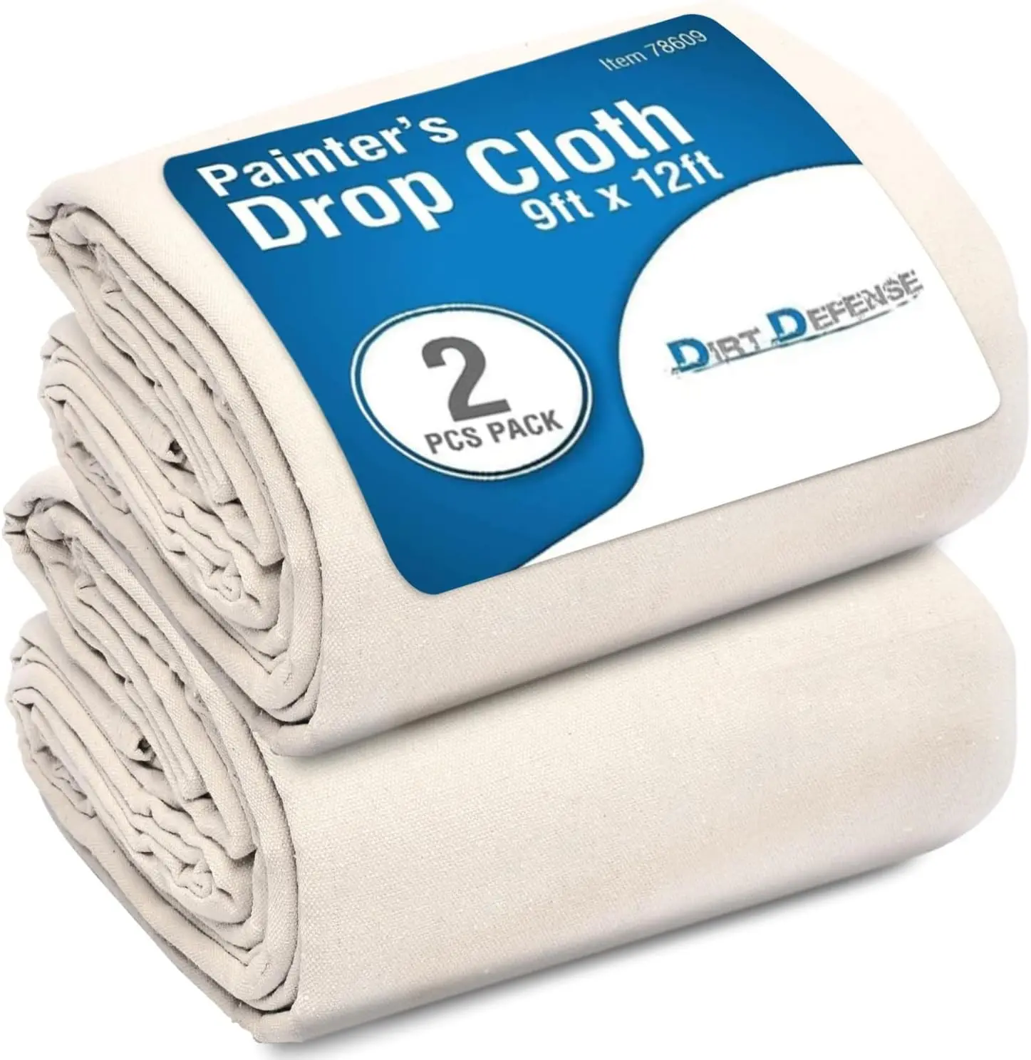 Pack of 2: All Purpose Canvas Drop Cloth Cotton Tarp 9x12 Large Canvas Tarp for Art Supplies, Drop Cloth for Painting Supplies/Paint Fabric or Couch Cover and Furniture Cover from Paint