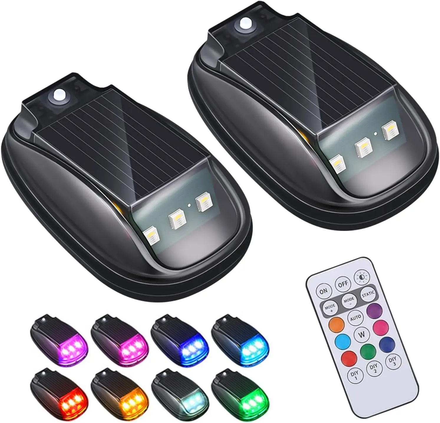 2PCS Solar LED Navigation Light Roof Warning Light with Remote Control Wireless Car LED Light Decorative Ambient Light Men's Car Accessories Solar Car Light Truck Roof Light Ambient Lighting Kit Remote Controlled RGB LED Strobe Light