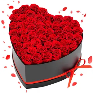 【DealsForYouDays】VEVOR Forever Flowers, 50 Preserved Roses in a Heart Shape Box, Eternal Flowers Immortal Bouquet Birthday Present for Delivery Prime Women Her Wife Mothers, Anniversary, Valentine's Day,Christmas, Red