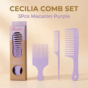 Aurawand New 3-Piece Wheat Straw Comb Set | Eco-Friendly Hair Styling Tools for Women, Anti-Static Detangling Comb Kit for All Hair Types, Lightweight & Durable Daily Hair Care、pro styling tools、hair comb set、reduces frizz、pro styling tools