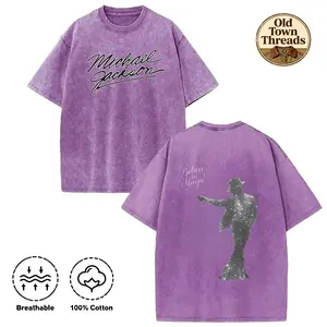Washed T-shirt, 100% cotton, double-sided printed design Michael, King of Pop Legend - MJ lovers, Retro Music Legend T-Shirt Michael Jackson T-Shirt