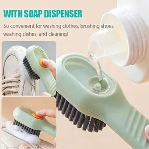 Multifunctional Shoe Brush with Liquid Box, Soft Bristles, Long Handle, Press-Action Cleaning, Home Use, Easy Storage, Ideal for All Shoes