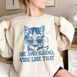 Me And Karma Vibe Like That Shirt, Karma Is A Cat Shirt, Cat Lover Tee, Concert T-Shirt For Women, Digital Download, Gift For Teachers 2ZMVC Top Womenswear