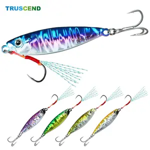 TRUSCEND Valuable Fishing Jigs of Captain's Favorite Shiny Saltwater Spoons Perfect for Jigging Slow Pitch Jig Catch More Fish Durable Well-Made Bass Salmon Tuna Lures with Treble Hooks Split Rings Assist Braid Line Hook