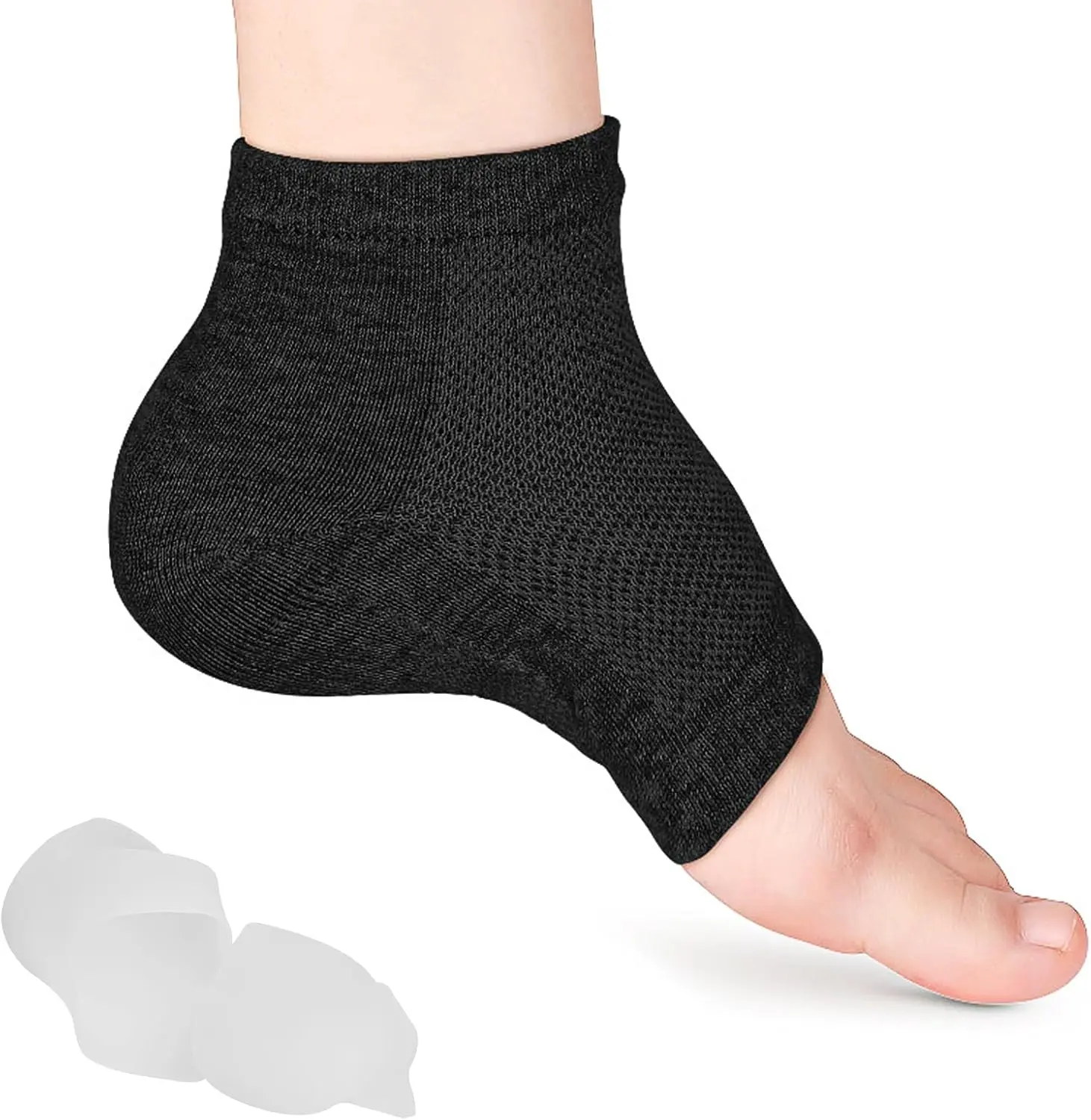 Height Max Socks – 1.8" Invisible Shoe Lift Insoles, Half Height Increase Heel Pads for Men & Women, 1 Pair (Black, 4.5cm)