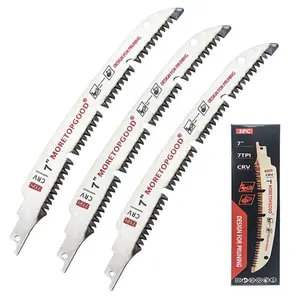 7 Inch Arc Curved Reciprocating Saw Blade with Chipconveyor Design, 7TPI Japanese Teeth with Arc Edge Wood Pruning Saw Blades for Tree Trimming, Wood Cutting,3-Pack