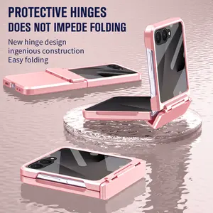 Fin For Samsung Galaxy Z Flip 7 6 5 Phone Shockproof Protective Case With Temepered Glass Screen Film, Hinge Protect, Back Cover