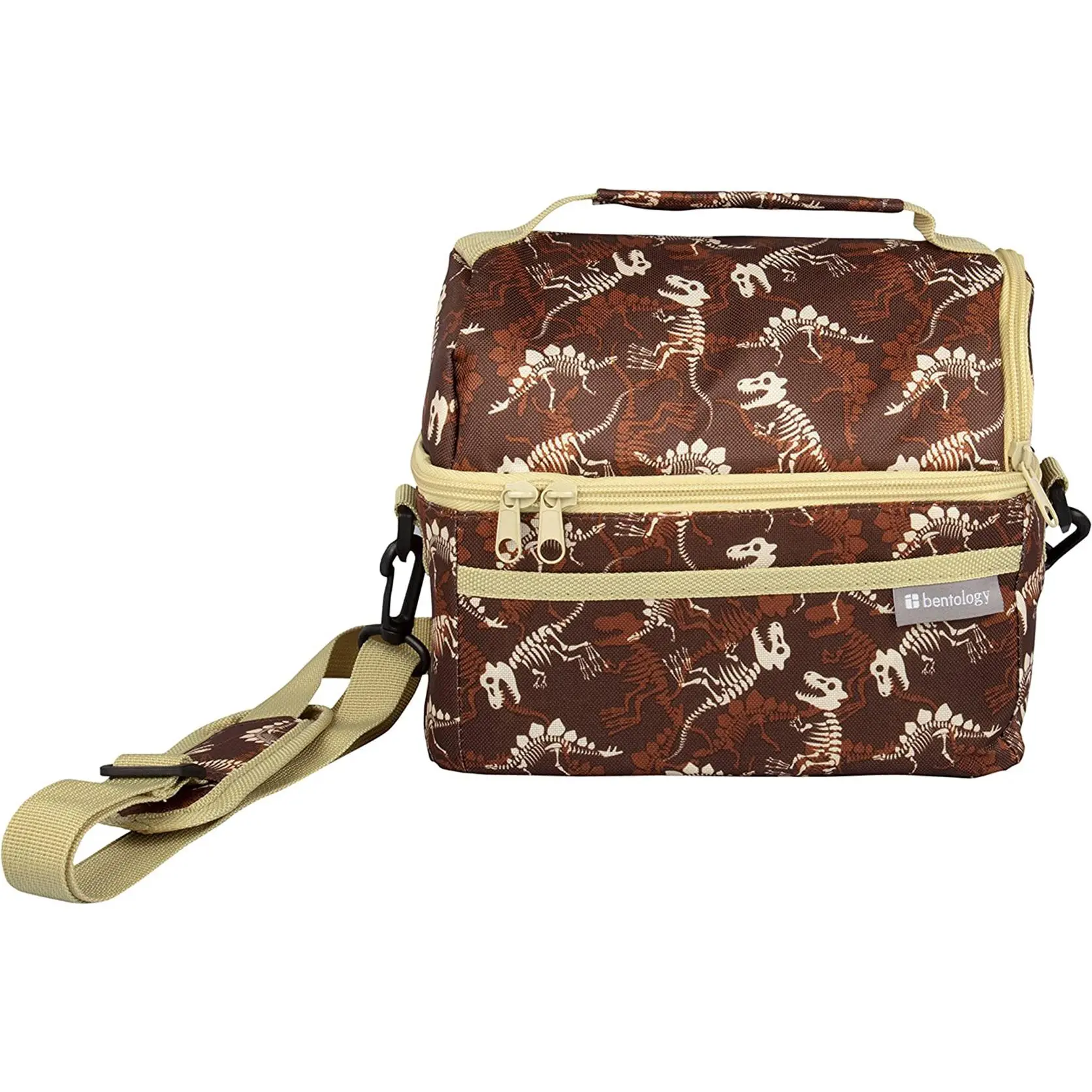 Bentology Insulated Durable Lunch Bag - Reusable Meal Tote w Handle and Pockets - Fossils - Great for School, Camp, Daycare