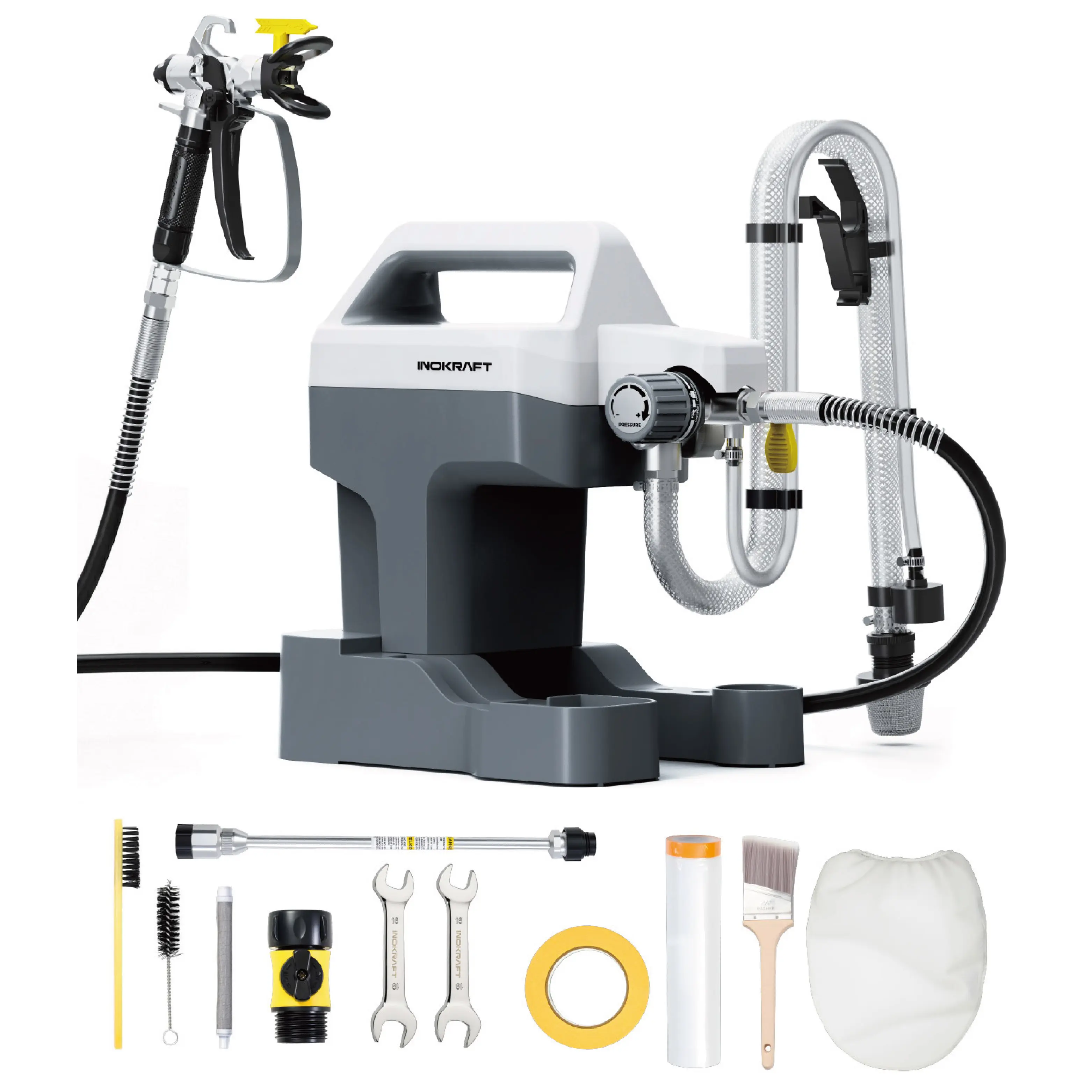 InoKraft NEO Airless Paint Sprayer Kit - Compact DIY Projects Tool with Built-In Accessory Storage, Lightweight Design, Quick Clean for Home Interior/Exterior Furniture/Fence Painting