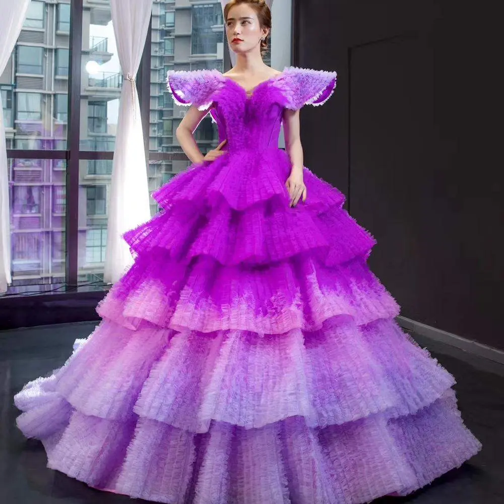 Purple elegant evening luxury ball gown