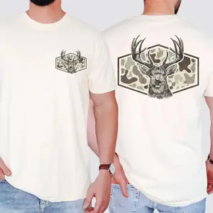 Men's Deer Hunting Camouflage T-Shirt Classic Old School Style Soft Lightweight Comfortable Unisex Casual Father's Day Gift for Dad Husband - Menswear