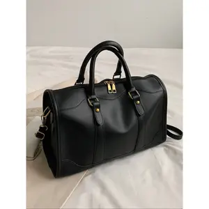 Women's Solid Color Boston Bag, Fashionable Large Capacity Shoulder Bag for Daily Used, Casual Trendy Versatile High-quality Daily Commuting Bag, Girl Fashionable Shopping Bag